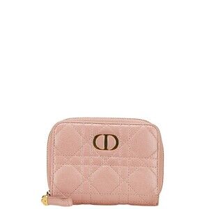 Dior Caro Cannage Scarlet Wallet Pink Leather Bifold
